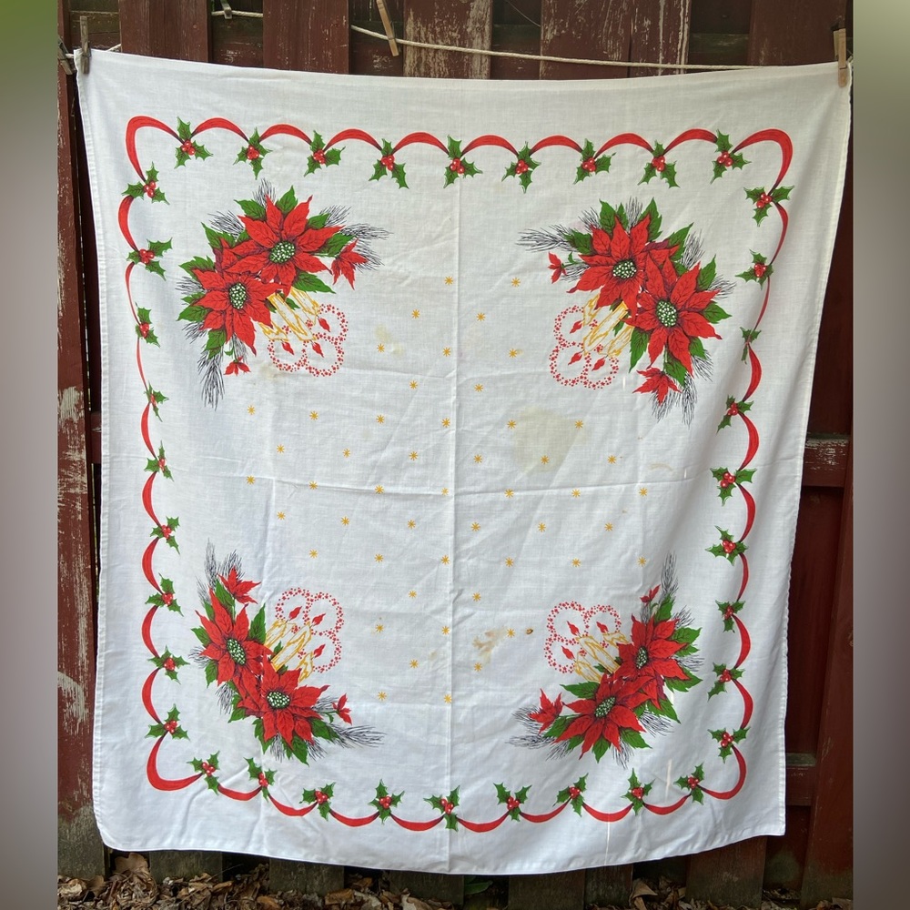 Mid Century Christmas Tablecloth